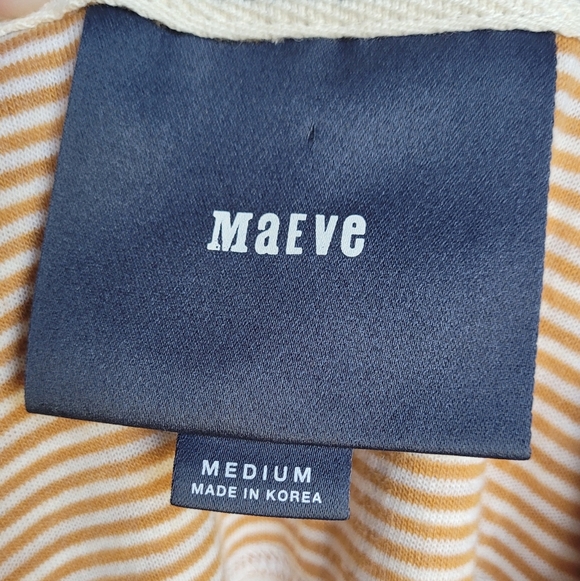 Anthropologie Maeve Mustard Striped Cowl Neck Sweater Sz M - Picture 4 of 6